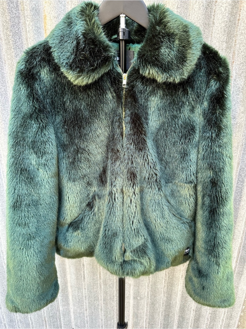 Obey Kale Green Faux Fur Zip Jacket - M Women